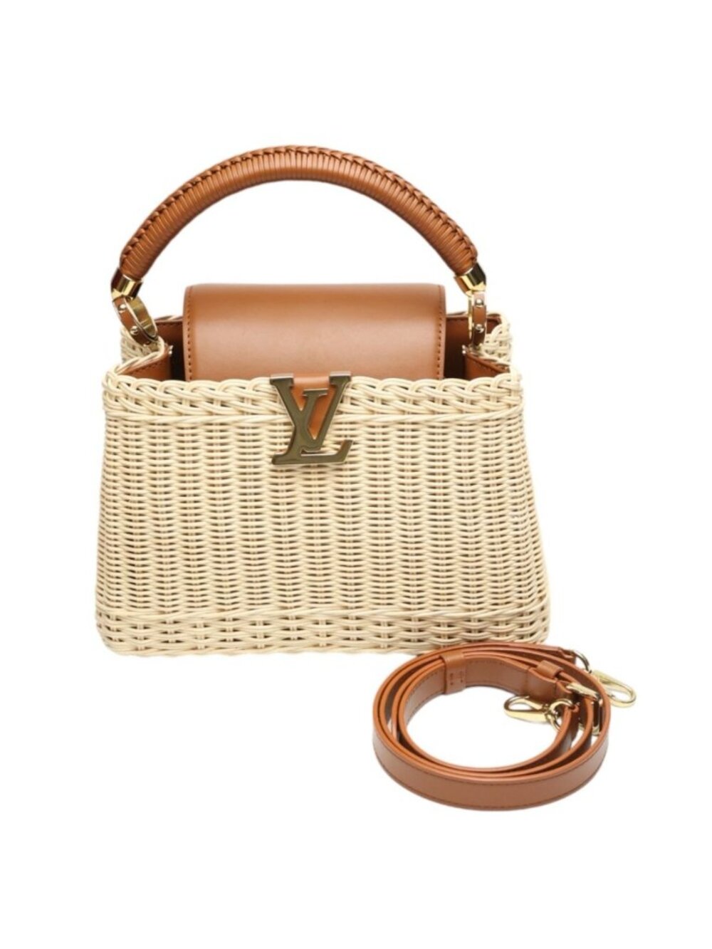 Louis Vuitton Capucines BB Leather Rattan Shoulder Bag